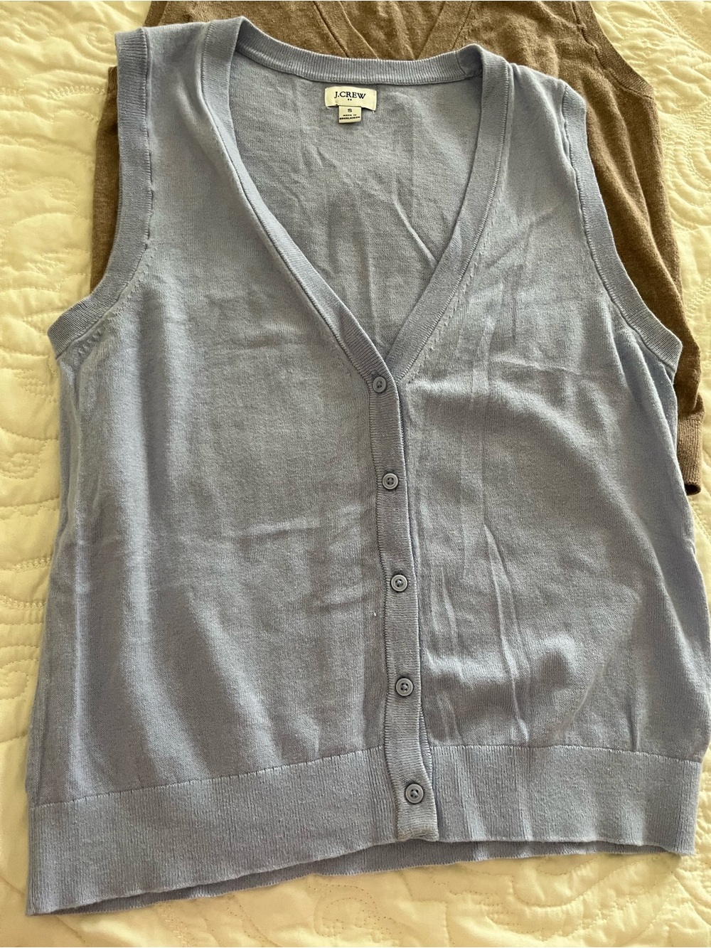 J. Crew bundle Women’s V-Neck Button Front Sweater Vest - Pink, blue and brown - Picture 6 of 10